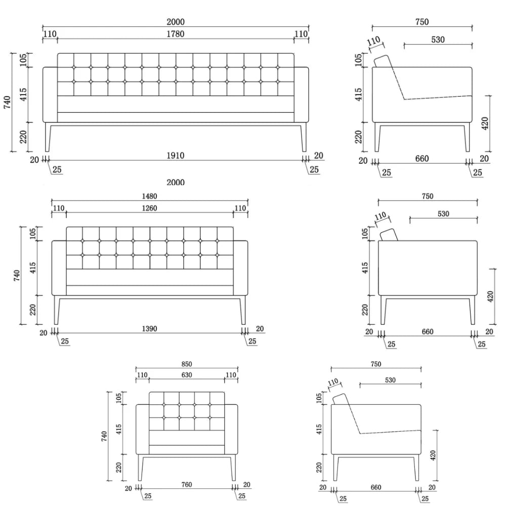 ST059 Giosu 經典皮革辦公梳化（單/雙/三座位）