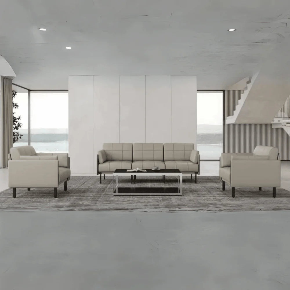 ST060 Enea Three-seat Business Reception Leather Combed