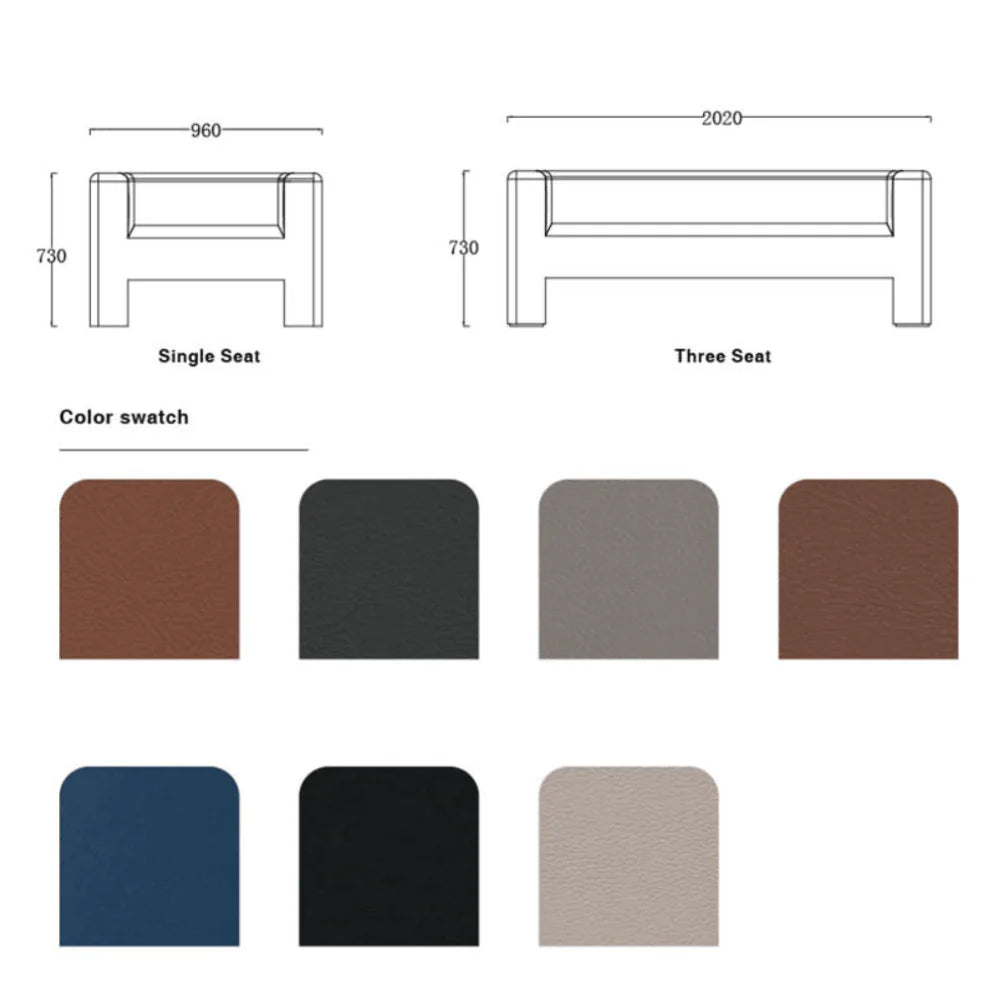 ST062 Isidoro Three-seat H-type luxury leather combing
