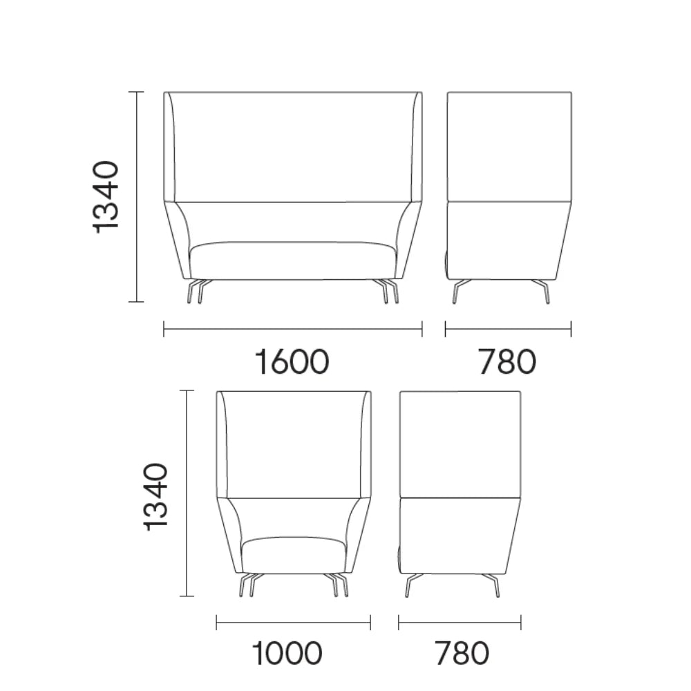 ST066 Leandro Three-seat high back soundproof screen combing