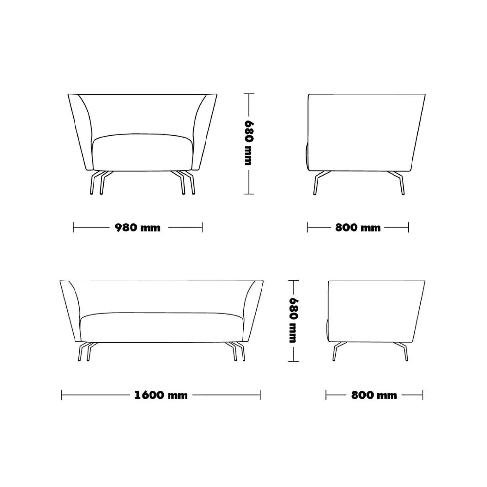 ST067 Ugo three-seat fabric combing