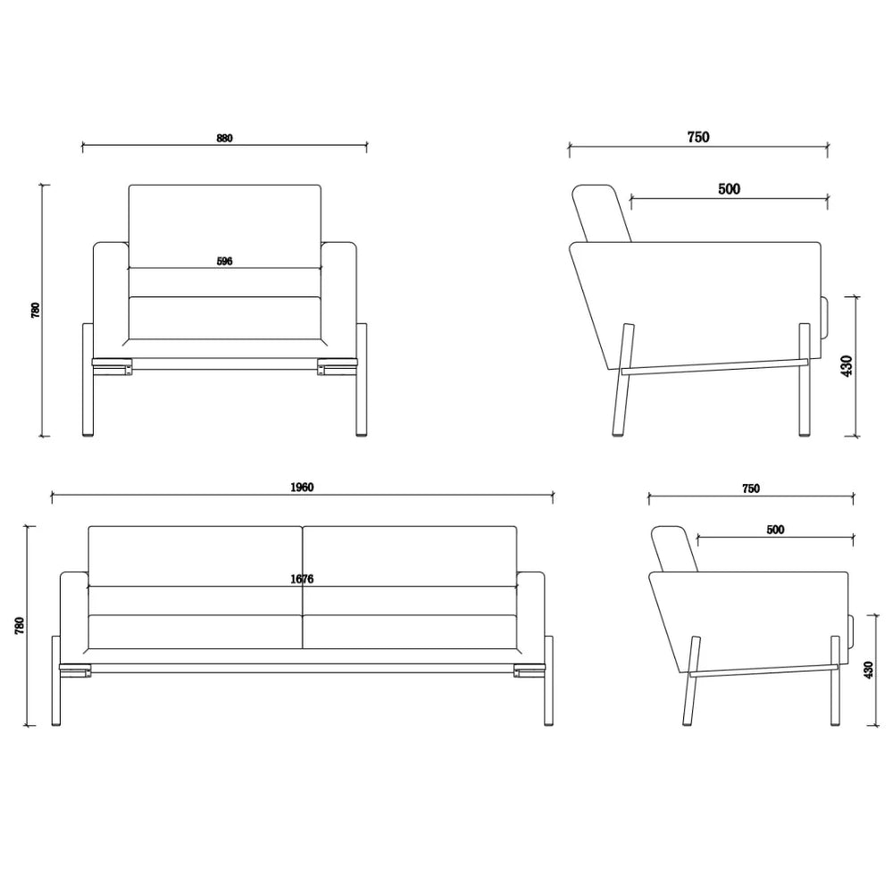 ST069 Ottavia Three-seat casual reception combing