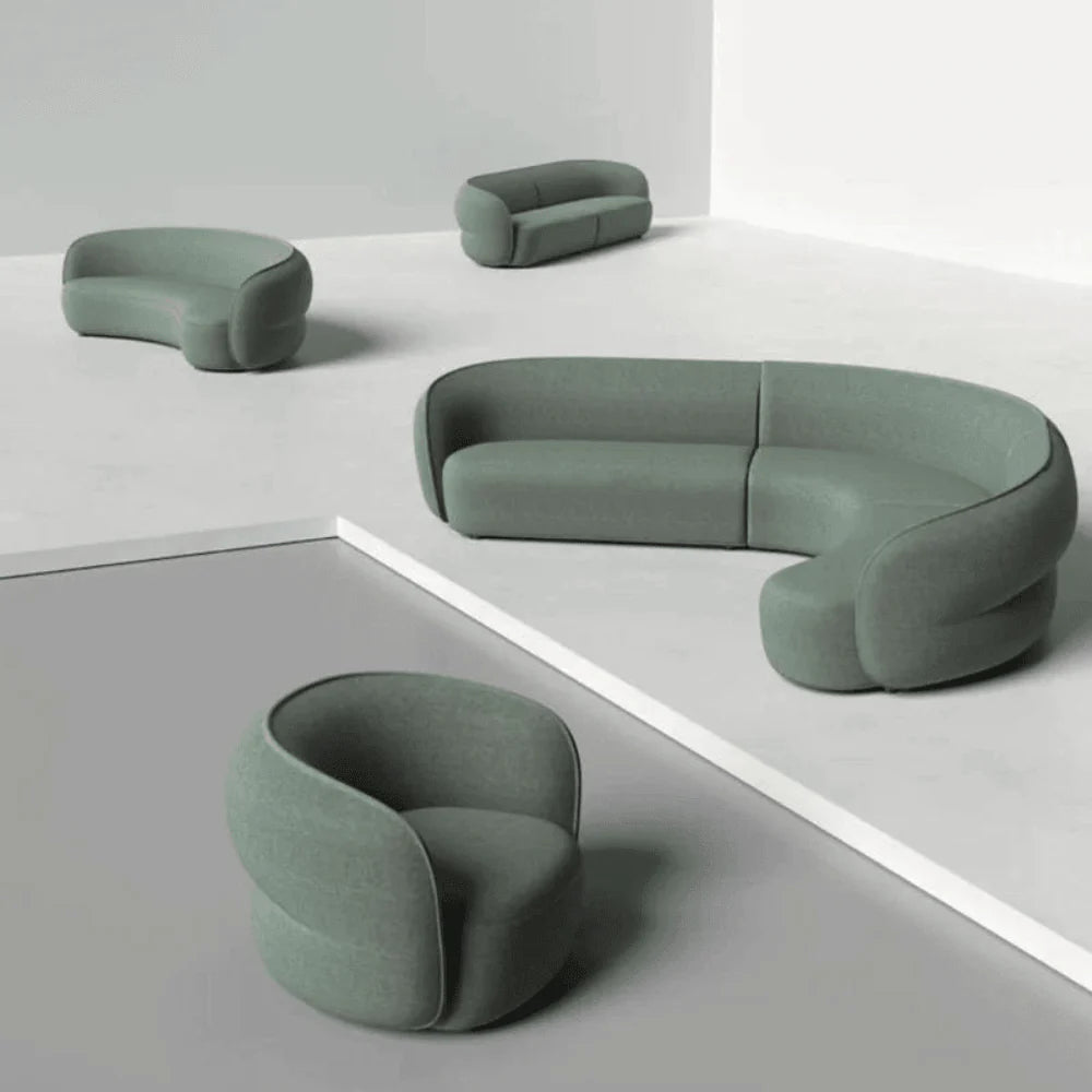 ST077 Loreda Three-seat curved fabric combing
