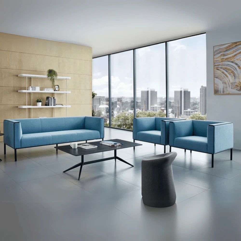ST078 Mirella three-seat simple fabric business combing