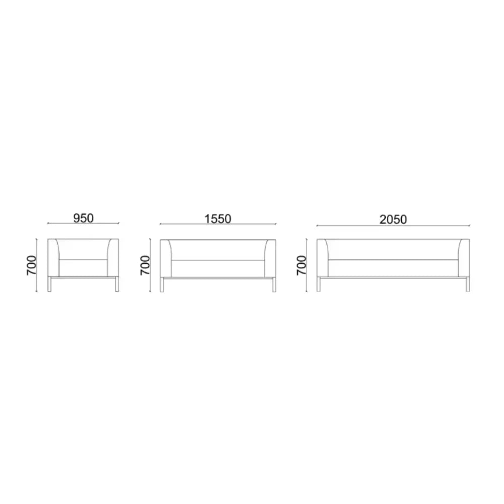 ST078 Mirella three-seat simple fabric business combing