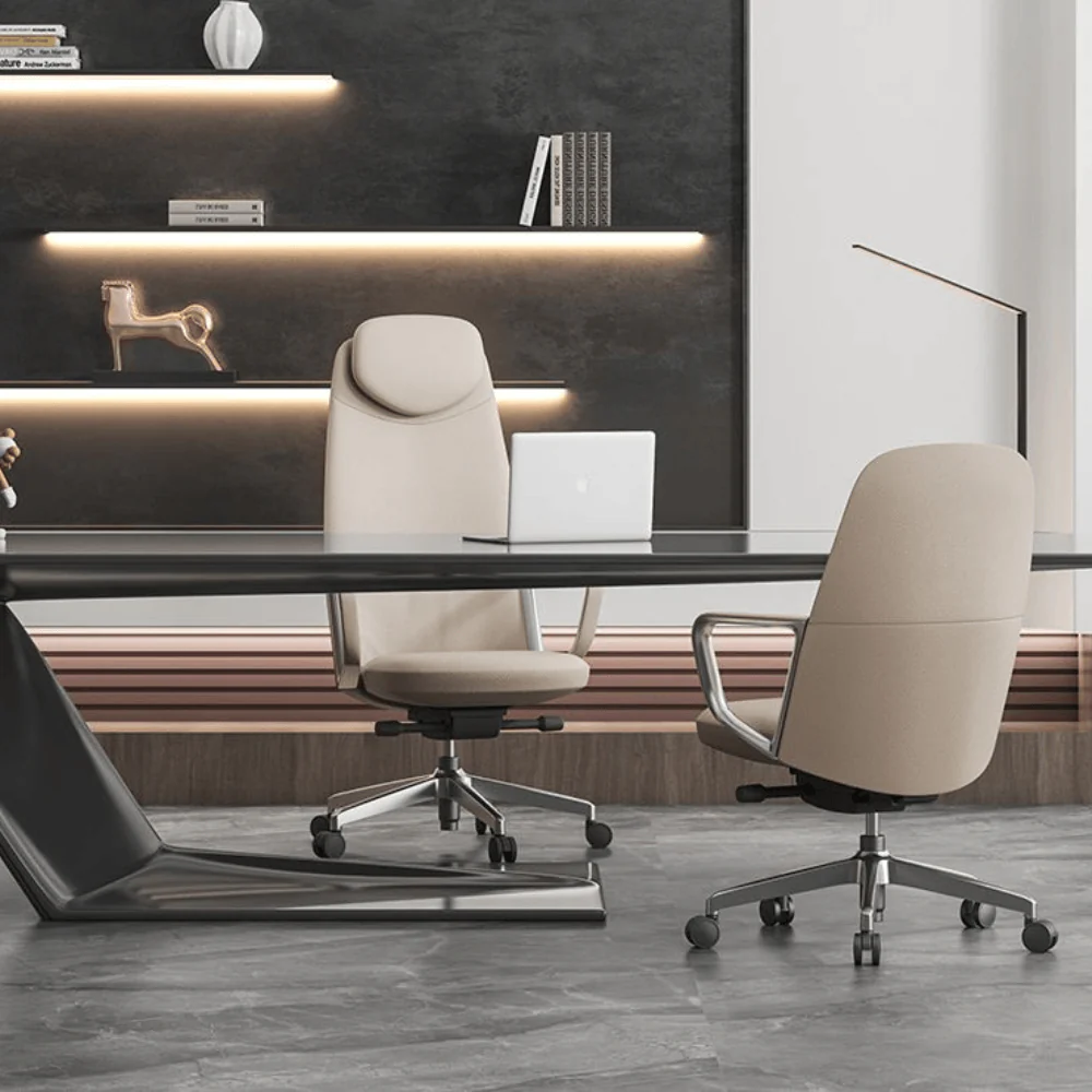 KH538-W Fregio High Back White Leather Executive Chair with Aluminum Legs