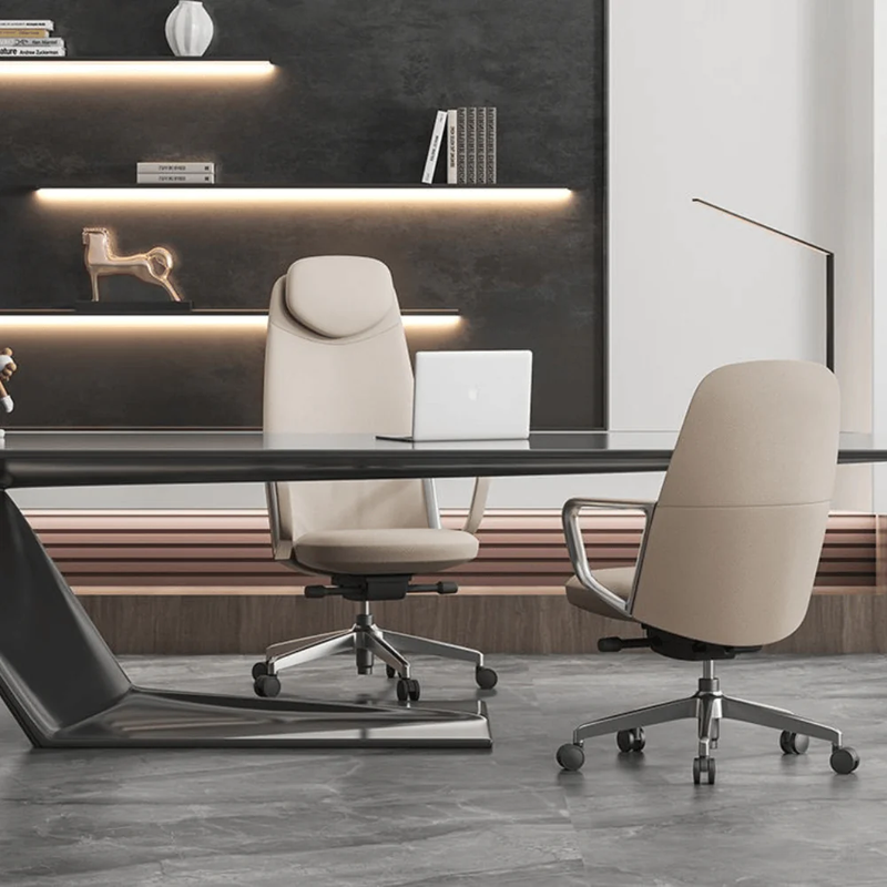 KH538-W Fregio High Back White Leather Executive Chair with Aluminum Legs
