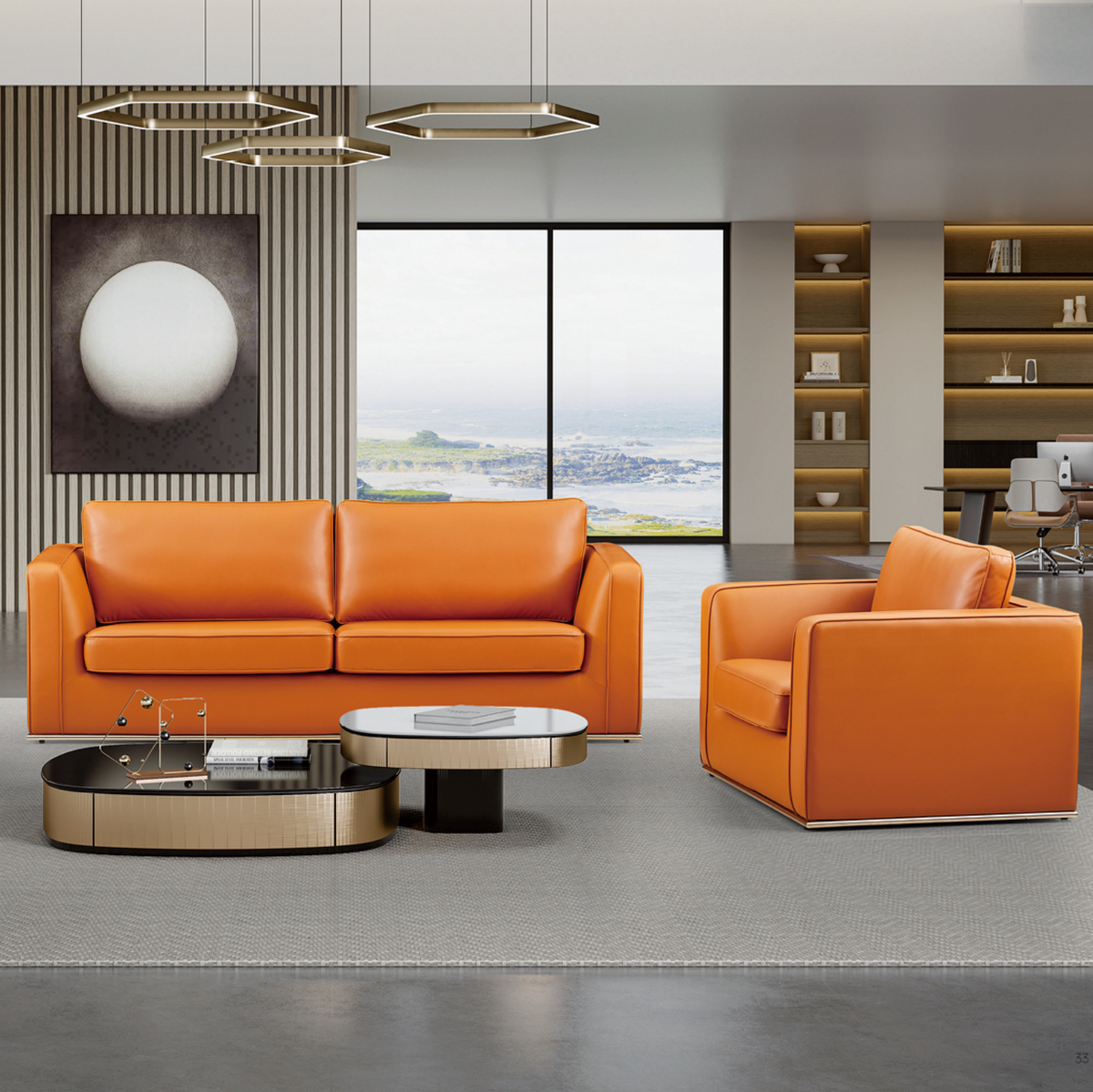 WG102007 真皮接待梳化｜Leather Reception Sofa Hong Kong｜KLT