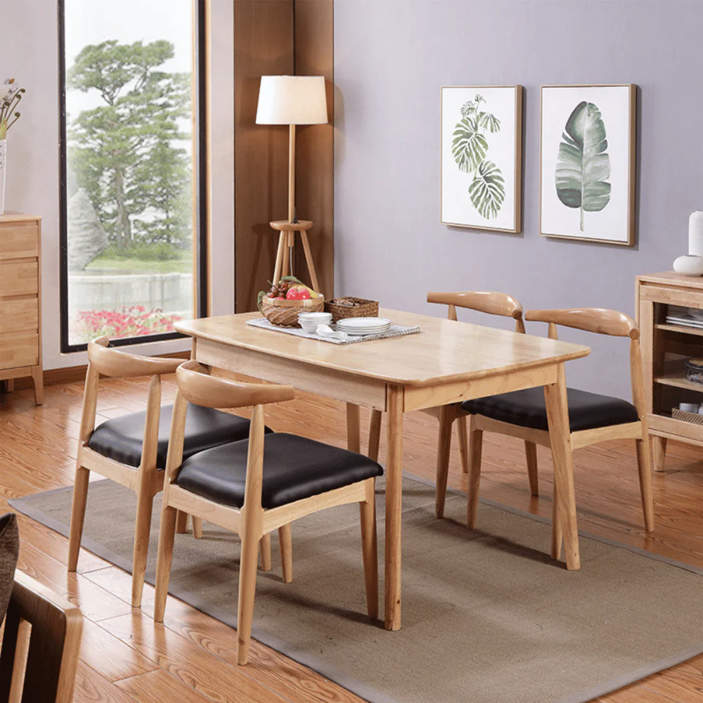 ST115 Cafe Stylish Leather Seat Solid Wood Dining Chair