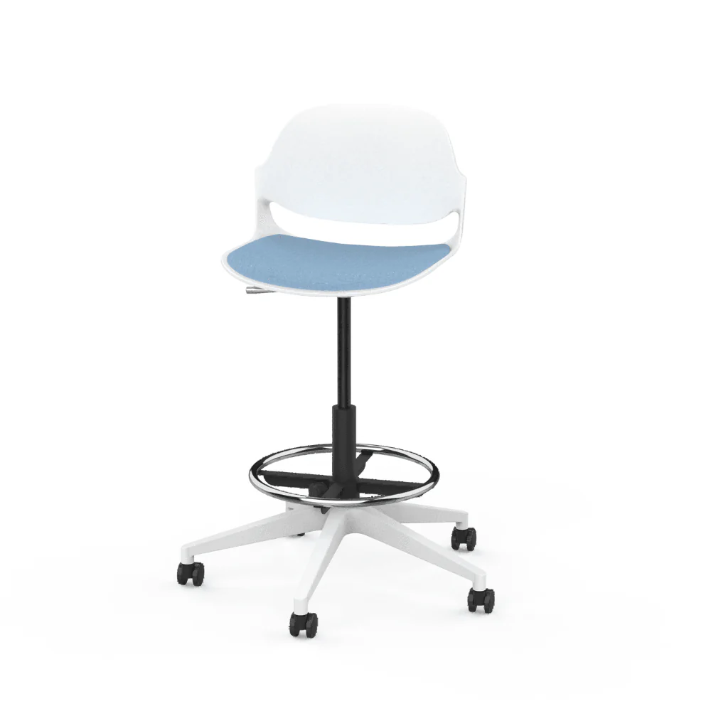 Fabric Upholstered Bar Stool with Casters and Cup Legs｜KLT Modern High ...