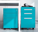 KM-BBF008 Three-layer steel filing cabinet movable lock cabinet (Raw Blue)