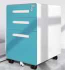 KM-BBF008 Three-layer steel filing cabinet movable lock cabinet (Raw Blue)
