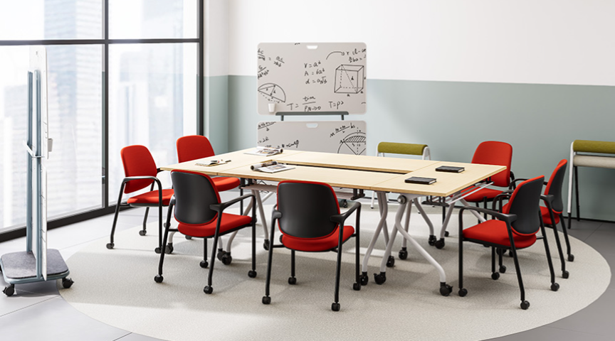 KEM050 Panel 可疊放帶滑輪會議椅