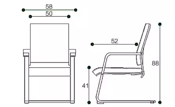 KH141N Andro mid-back arched galvanized leg leather reception chair