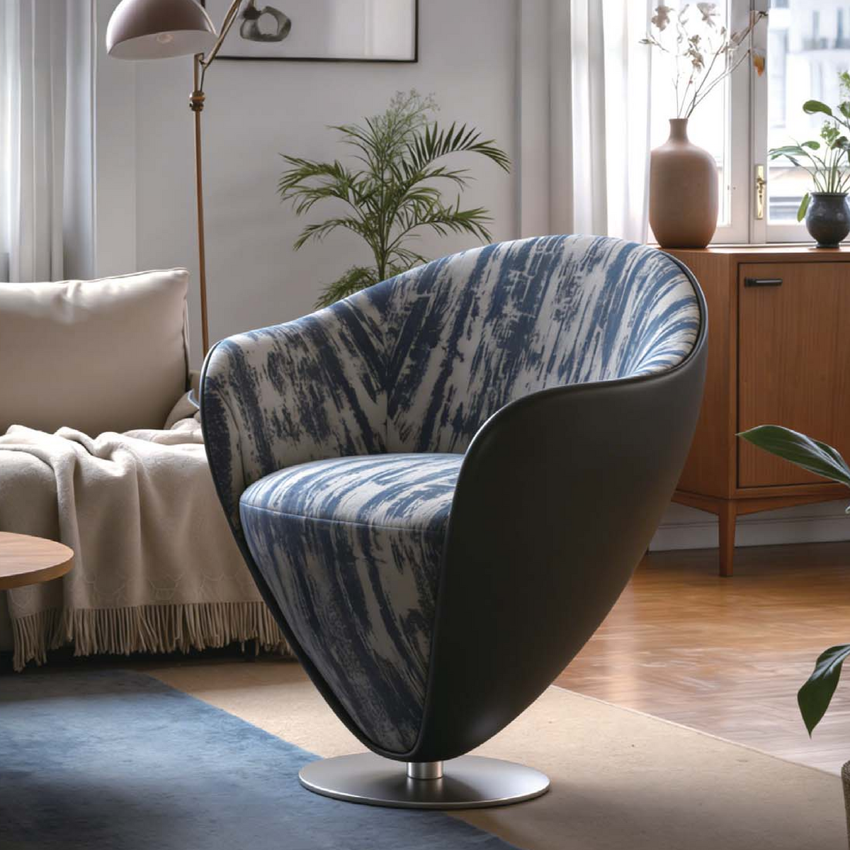 OL1110235 水滴造型布藝休閒椅｜Droplet Fabric Lounge Chair