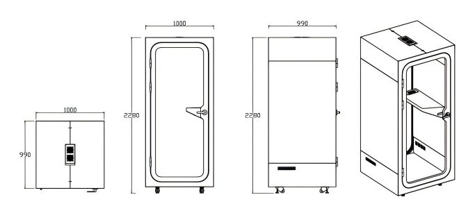 PK-J02-A Right Angle Top Single Silent Cabin