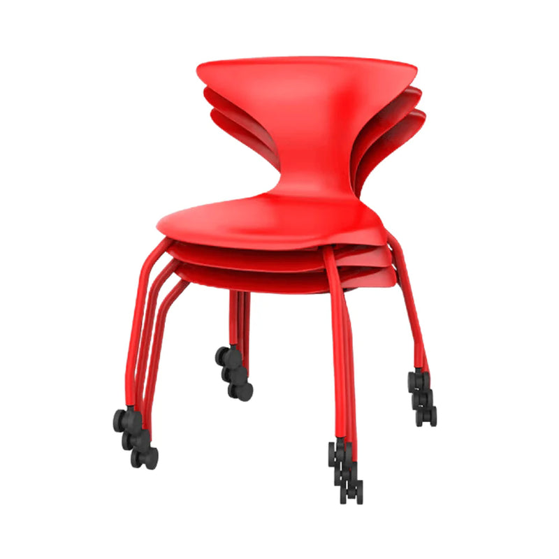 Movable student chair (with casters + storage basket)