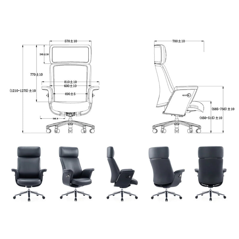 KH399 Basi High Back Black Leather Executive Chair