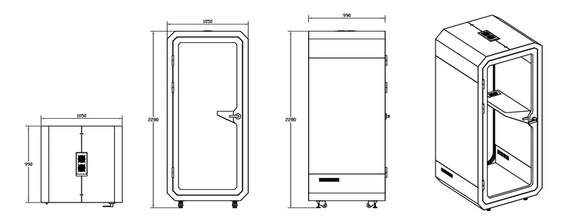 PK-J03-A Angled Top Single Silent Cabin