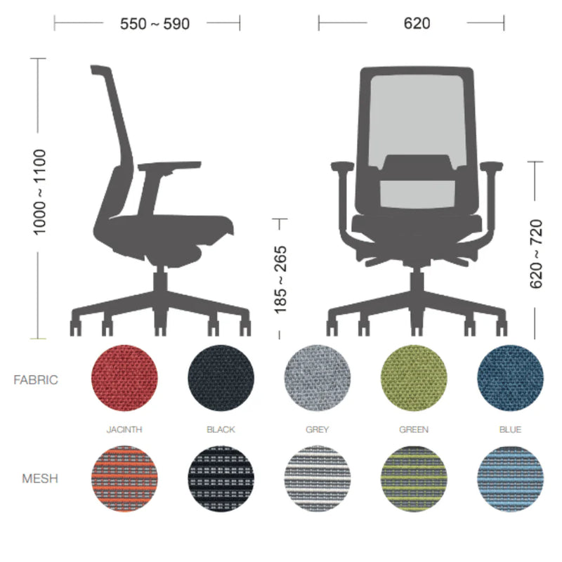 GT008B-L VIX Breathable Mesh Ergonomic Office Chair Visitor Chair