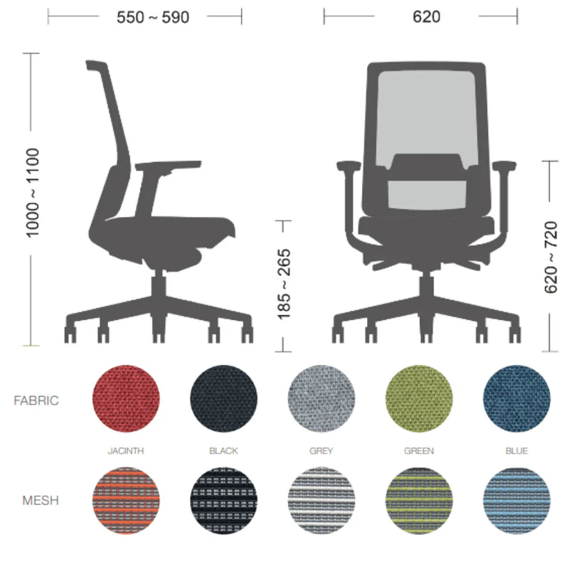GT008B-L VIX Comfortable Fabric Ergonomic Office Chair Computer Chair