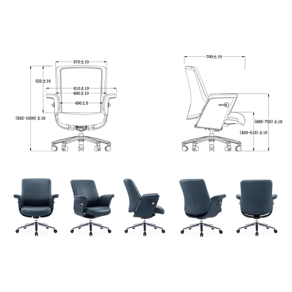 KH399-L Basi Mid-Back Black Leather Executive Chair