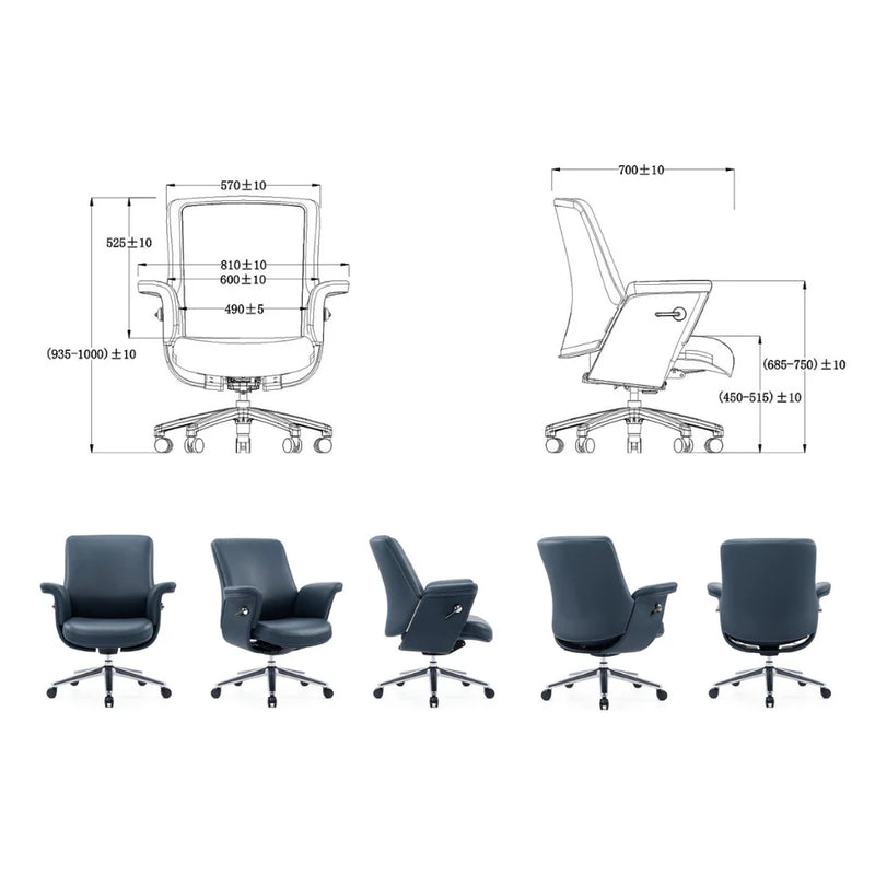 KH399-L Basi Mid-Back Black Leather Executive Chair