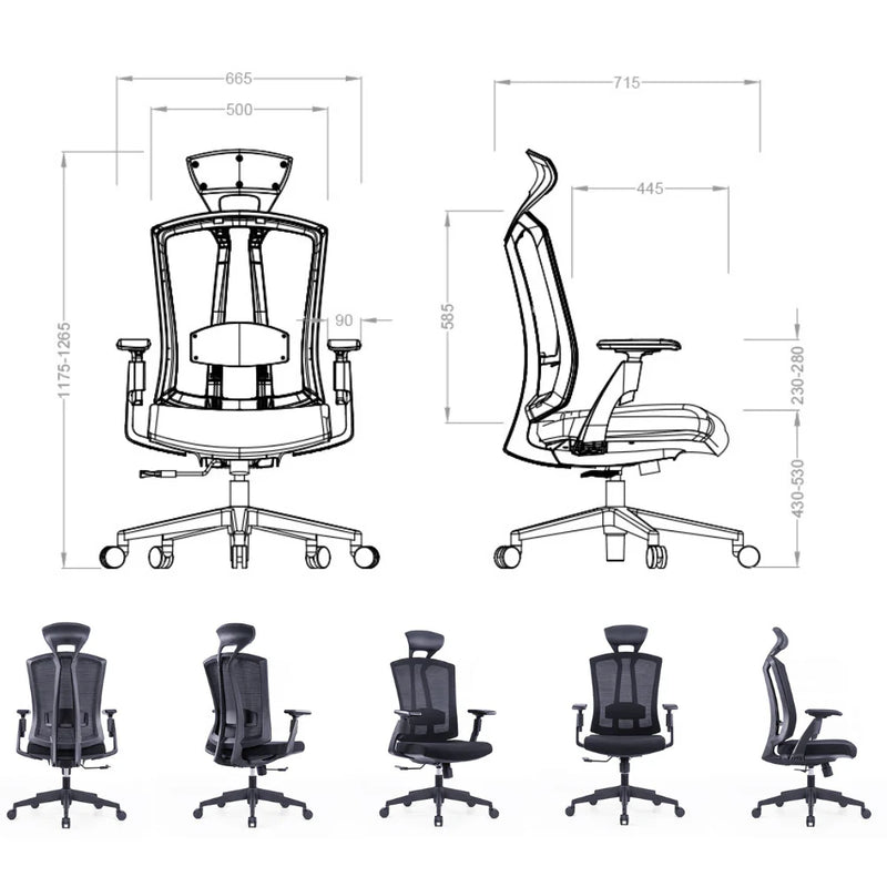 KH267A Lirico Ergonomic Executive Mesh Chair | Patented Lumbar Design