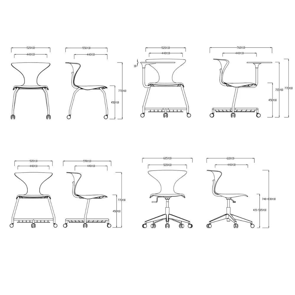 Movable student chair (with casters + storage basket)