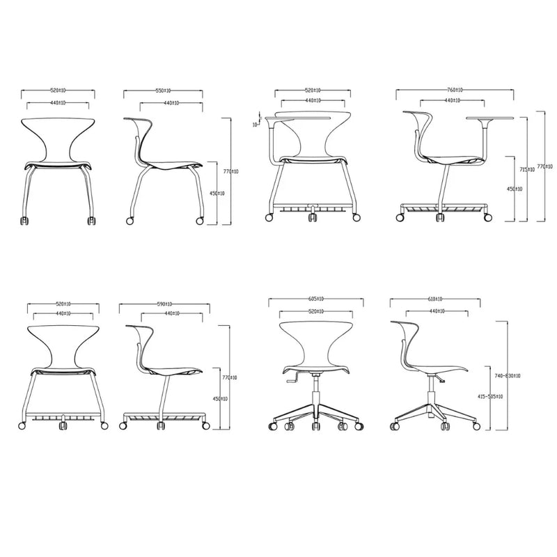 Movable student chair (with casters + storage basket)
