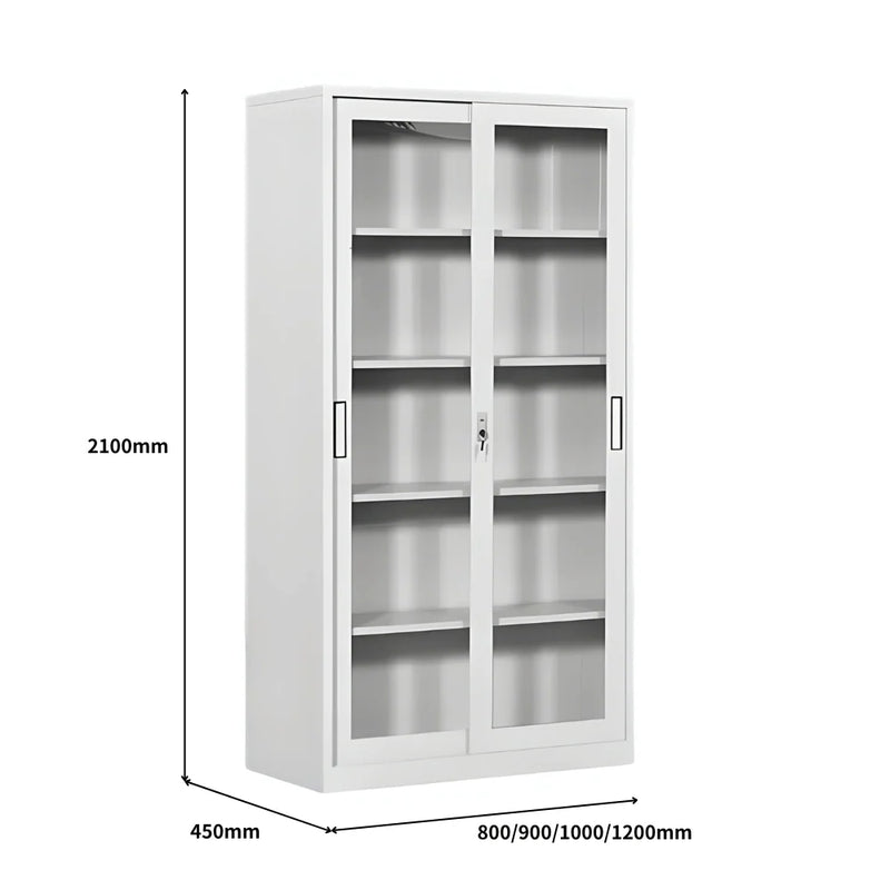 SST009 Line Office Metal Steel Double Glass Sliding Door File Cabinet