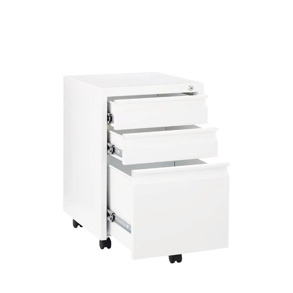 SST015 Statico Three-Drawer Metal Stainless Steel Movable Drawer File Cabinet