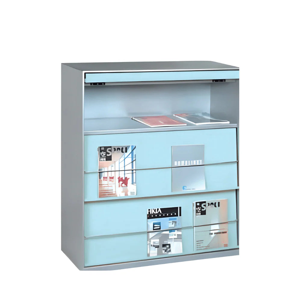 SST014 Urbano Office Thin Edge Stainless Steel Magazine Cabinet