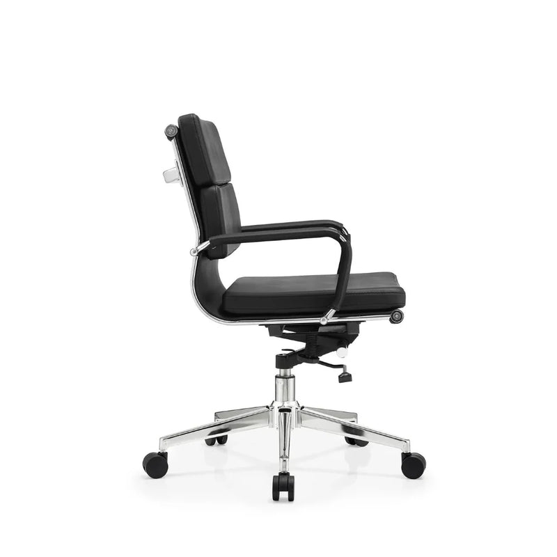 EC108-L EAMES Style Midback Conference Chair | Leather Bag Armrest