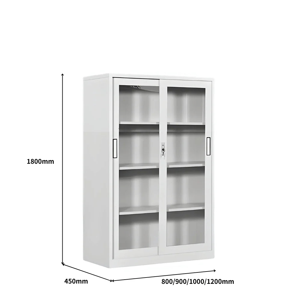 SST009 Line Office Metal Stainless Steel Double Glass Sliding Door File Cabinet