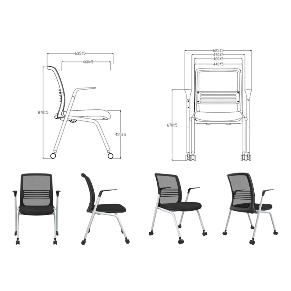 KEM042 Mero 可疊放培訓椅｜網布靠背會議椅連寫字板