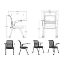 K519 Aero stackable training chair | mesh backrest conference chair with writing board