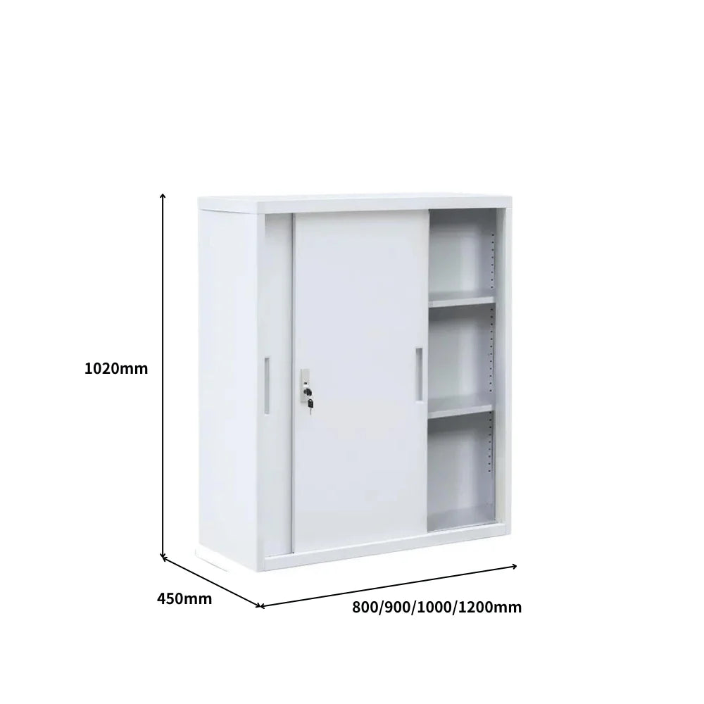 SST011 Puro Office Metal Stainless Steel Double Sliding Door File Cabinet