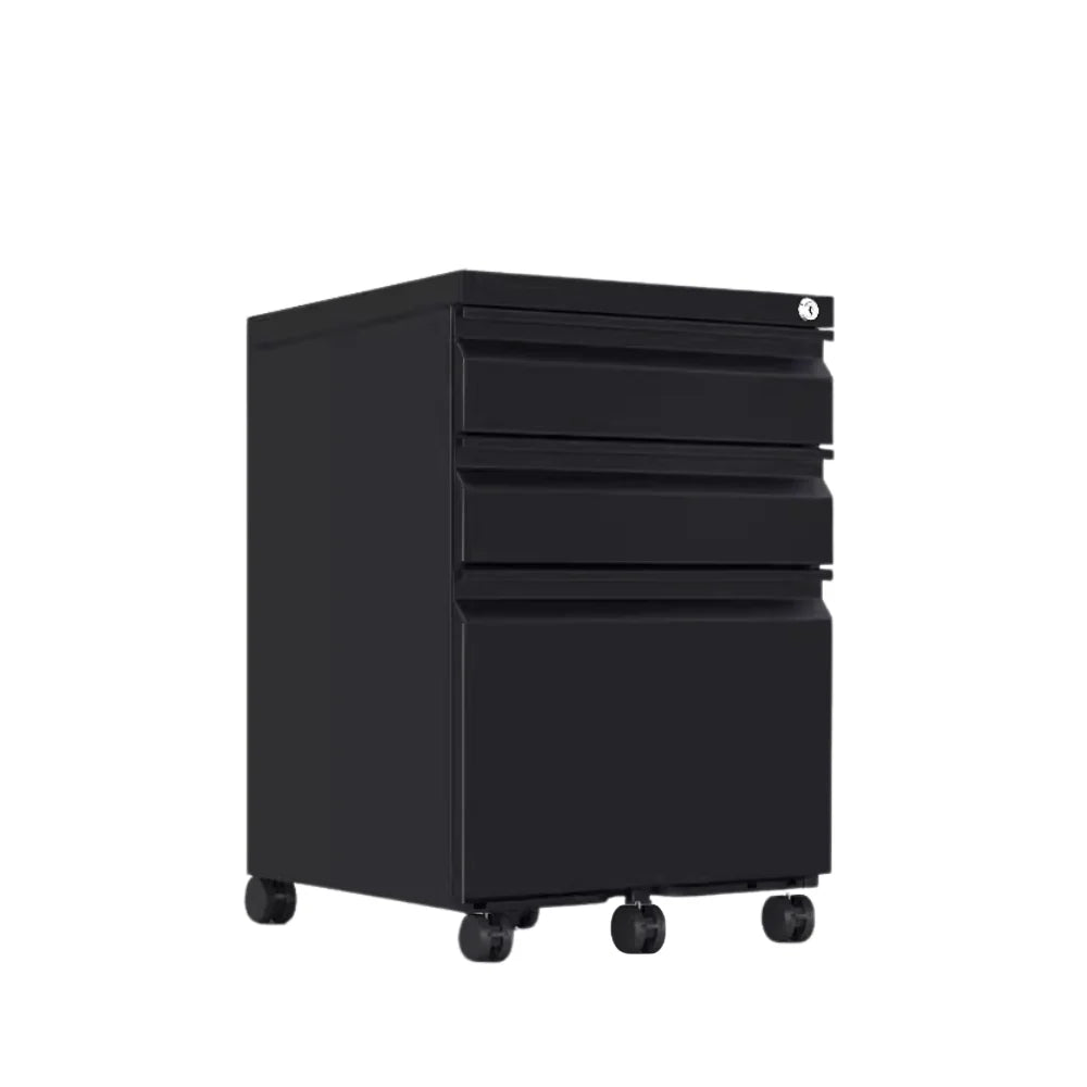 SST015 Statico Three-Drawer Metal Stainless Steel Movable Drawer File Cabinet
