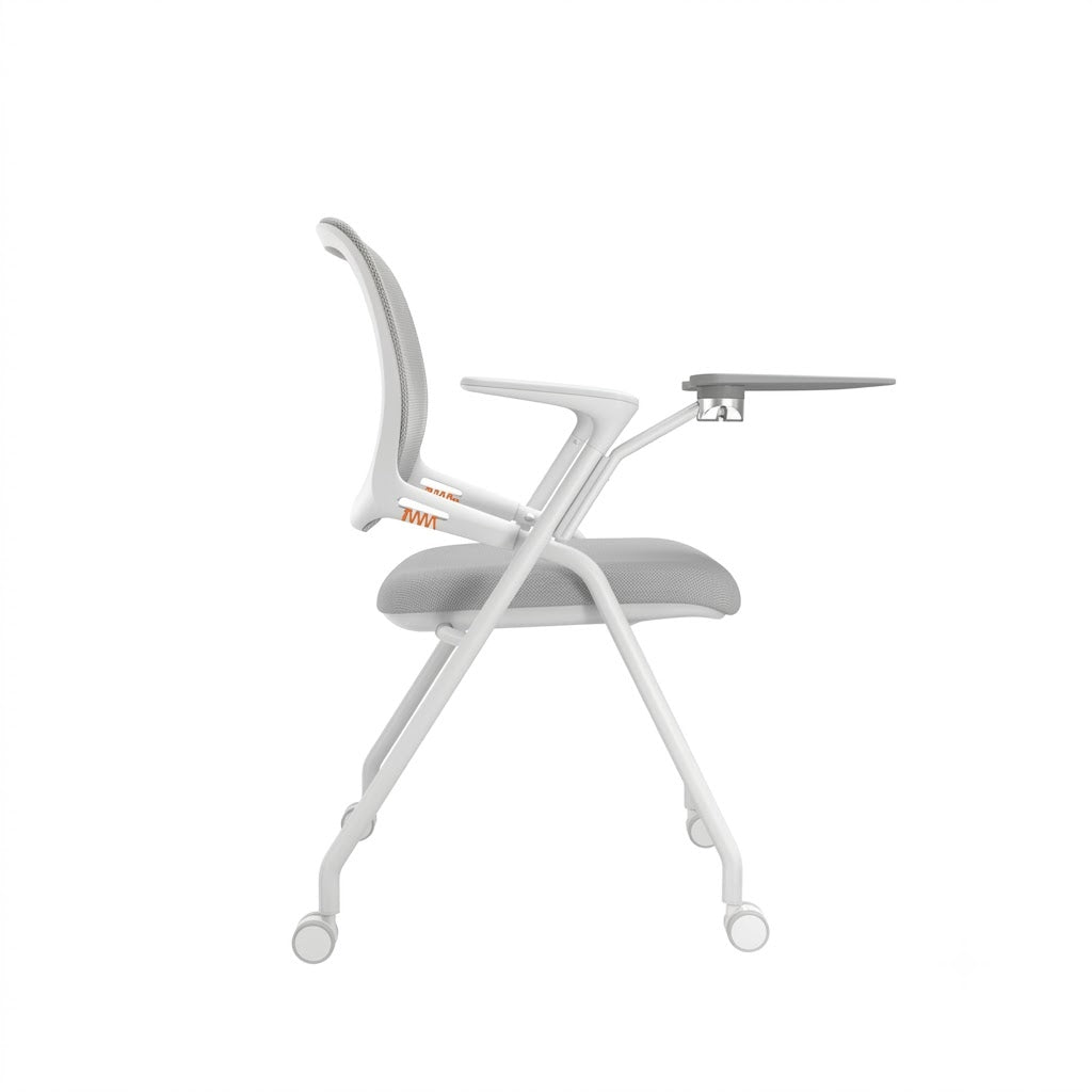 KEM039-G Legg Rotating Folding Writing Board Conference Chair | Multifunctional Stackable Meeting and Training Chair
