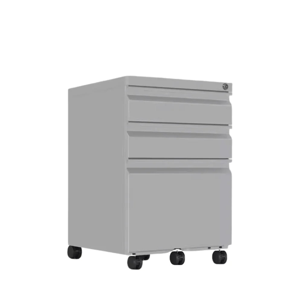 SST015 Statico Three-Drawer Metal Stainless Steel Movable Drawer File Cabinet