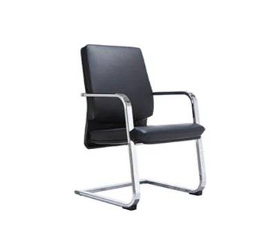 KH141-N Andro mid-back arched galvanized leg leather reception chair