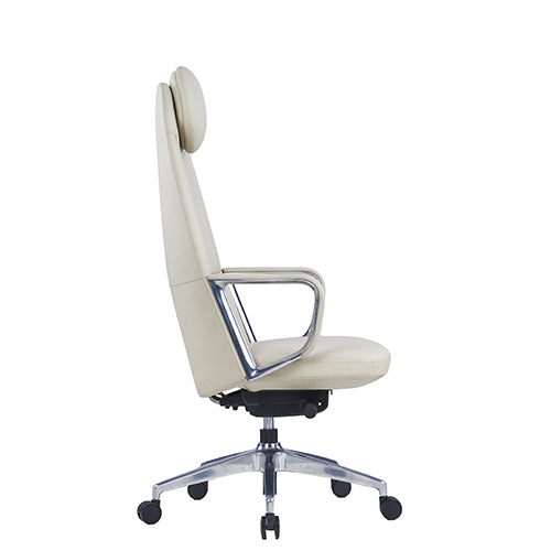 KH538-W Fregio High Back White Leather Executive Chair with Aluminum Legs