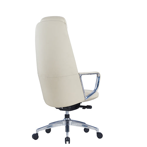 KH538-W Fregio High Back White Leather Executive Chair with Aluminum Legs