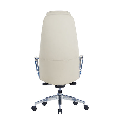KH538-W Fregio High Back White Leather Executive Chair with Aluminum Legs