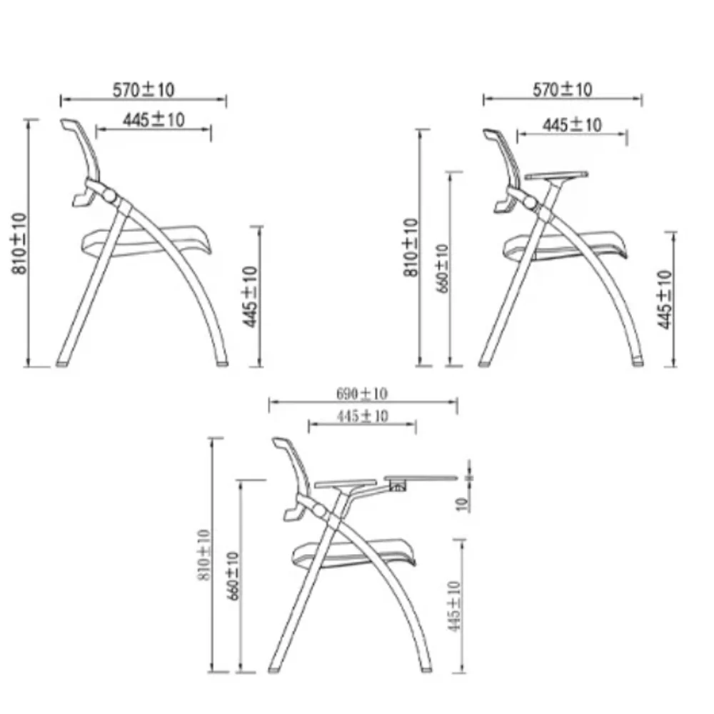 K503T Sere 可疊放手寫板滑輪培訓椅