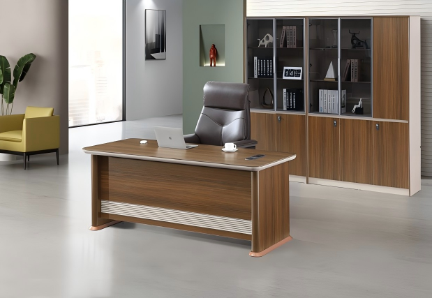 KA28 胡桃木大班桌連儲物側櫃