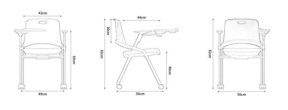 KEM128B Frame 滑輪可移動寫字板培訓椅