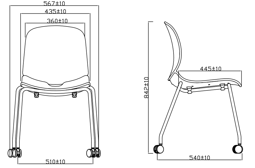KSC047C Turbo 可堆疊四輪腿培訓椅