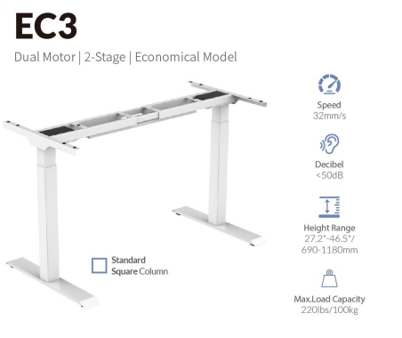 M Standing Desk - White_Black (EC3-02B)